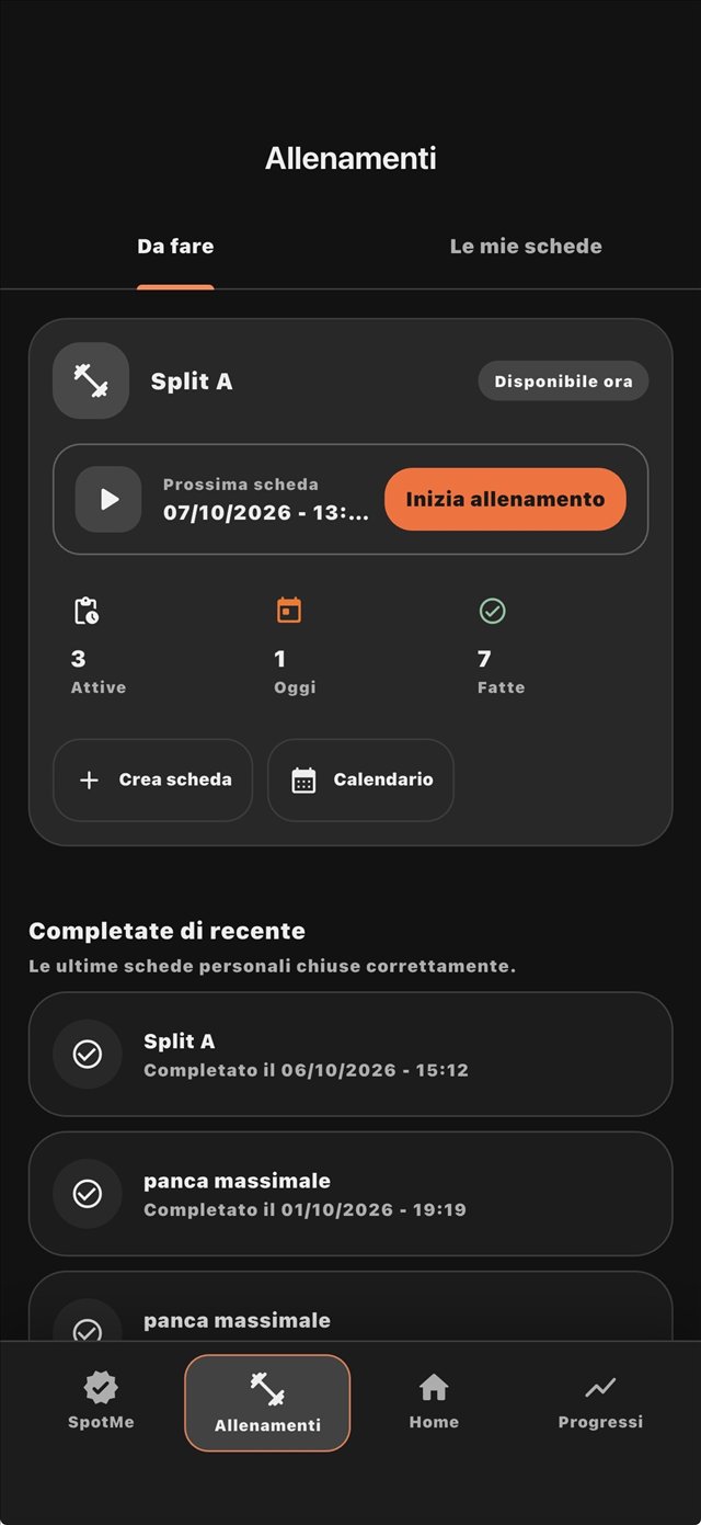 Schede e allenamenti di SpotMe, pronti da aprire